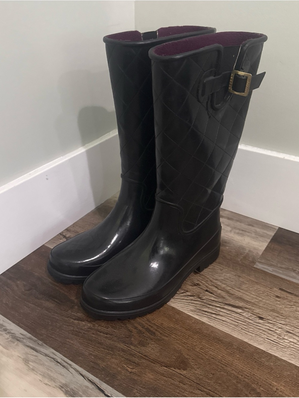 Sperry Pelican III Black Quilted Rain Boots - Sz. 9